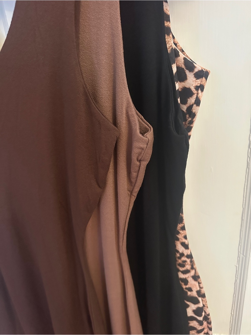 3XL set of four Naked Wardrobe Women's Leopard, browns, and Black Tank Top dress